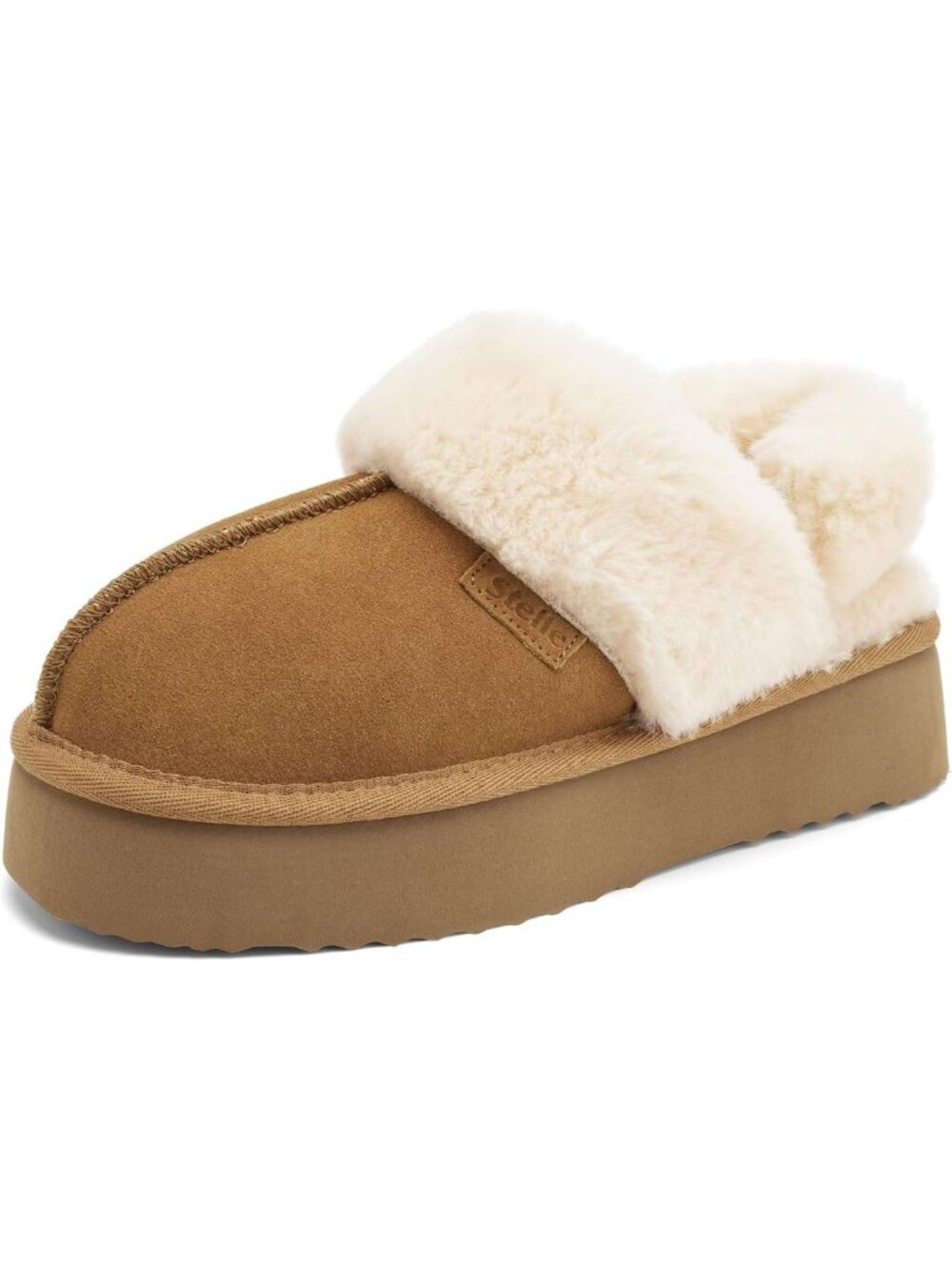 Genuine Suede Platform Slippers for Women, Memory Foam, Water-Resistant